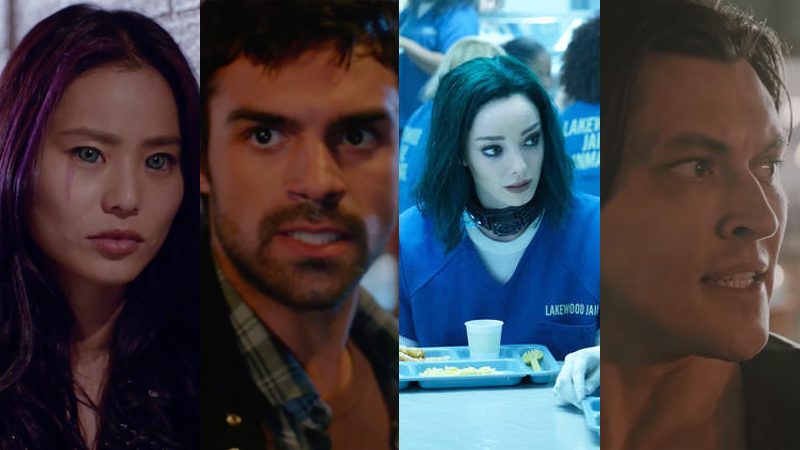 L to r: Blink (Jamie Chung), Marcos Diaz (Sean Teale), Polaris (Emma Dumont), and Thunderbird (Blair Redford).